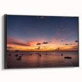 Black and white framed canvas of a vintage-style Martinique landscape, ideal for bedroom wall decor.
