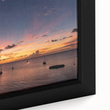 Extra large framed canvas featuring a textured depiction of the Caribbean Martinique scenery in vibrant colors.