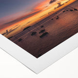 Art deco poster of a Caribbean Martinique scenery in muted aqua and sand tones on rolled canvas.