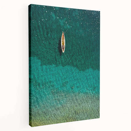 Panoramic view of Saint Lucia on stretched canvas, featuring vivid blue and green tones, ideal for kitchen wall art.