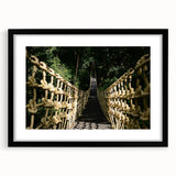 Extra large, textured abstract art print featuring vibrant colors and abstract shapes, framed in black.