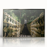 Mid-century modernist art depicting Central American scenery in Belize, framed acrylic with silver trim.