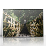 Art deco poster featuring a serene Belize landscape in muted blues and greens, framed acrylic.