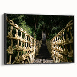 Black and white framed canvas of a vintage Belize landscape, ideal for bedroom wall decor.