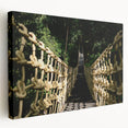 Side view of a stretched canvas featuring a realistic landscape of Central America with lush greenery and a clear sky.