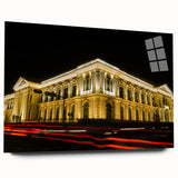 Large abstract wall art of a Central American scenery in vibrant colors on acrylic glass.