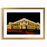 Extra large abstract art print featuring textured scenery of Central America in a gold frame, suitable for living room decor.