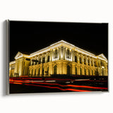 Landscape art painting of a Salvadoran village, colorful palette on framed canvas, suitable for living room decor.