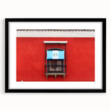 Extra large framed abstract print of a colorful Central American landscape, ideal for living room decor.