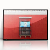 Large abstract wall art depicting a vibrant Guatemalan landscape in acrylic, framed in black, suitable for modern decor.