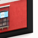 Extra large framed canvas featuring a textured, colorful Central American scenery, suitable for living room decor.