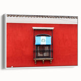 Vintage poster art of a vibrant Guatemalan landscape on a large framed canvas, ideal for living room decor.