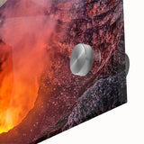 Large abstract wall art depicting a Central American scenery in mid-century modernist style on acrylic glass.