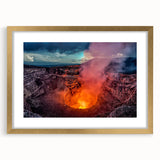 Extra large abstract art print featuring textured scenery of Central America, in a gold frame with mat.