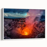 Vintage poster art of a Nicaraguan landscape on a framed canvas, featuring vibrant colors on a black background.