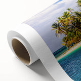 Art deco poster of Central America scenery in muted green and beige tones on rolled canvas, ideal for nursery wall art.