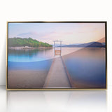 Art Deco poster featuring a European Albanian scenery in gold acrylic frame, ideal for modern art wall decor.