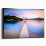 Black and white framed canvas of a vintage Albanian landscape, ideal for bedroom wall art.