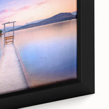 Extra large framed canvas featuring a textured, colorful European scenery, ideal for living room decor.