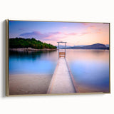 Framed canvas featuring a vintage-style landscape painting of an Albanian scenery, with muted earth tones.