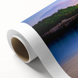 Art deco poster of a European Albanian scenery in muted pastel shades on rolled canvas, ideal for nursery wall art.