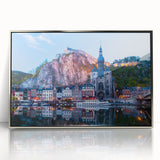 Large art print of a European Belgian landscape in muted earth tones on a framed acrylic, ideal for modern art wall decor.