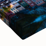 Large art of a black and white Belgian landscape on stretched canvas, suitable for bedroom wall decor.