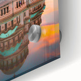 Large abstract wall art featuring a mid-century modernist Bulgarian landscape on acrylic glass, ideal for dining room decor.