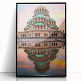 Large abstract wall art depicting a European Bulgarian scenery in muted earth tones on a framed acrylic.