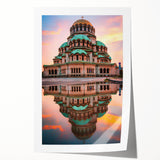 Extra large rolled print of a floral scene in Bulgaria, featuring muted green and pink tones, ideal for dining room wall art.