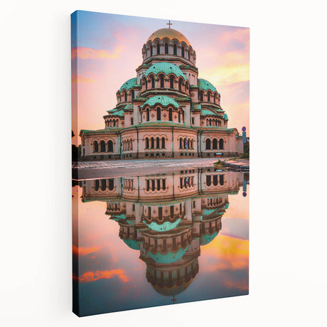 Large art print of a European scenery in Bulgaria on stretched canvas, featuring muted earth tones.