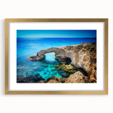 Abstract art print of a European Cyprus landscape in muted earth tones on a framed canvas, suitable for dining room decor.