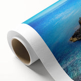 Art Deco style poster of a European Cyprus landscape on rolled canvas, suitable as nursery wall art or dining room decor.