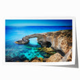 Rolled print of a European Cyprus landscape with vibrant green and blue tones, ideal for art wall dining room.