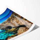 Extra large wall art featuring line art flowers in a Cyprus scenery, printed on rolled canvas.