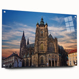 Acrylic print of Prague scenery with soft pastel hues, ideal for dining room decor.