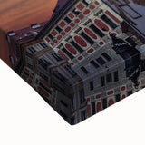 Black and white landscape art painting of Prague on stretched canvas, ideal for bedroom wall art.