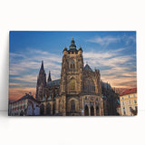 Black and white stretched canvas of Prague scenery, ideal for kitchen wall art.