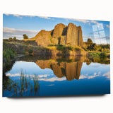 Large abstract art print of a scenic Czech Republic landscape on acrylic glass, ideal for bedroom or dining room decor.