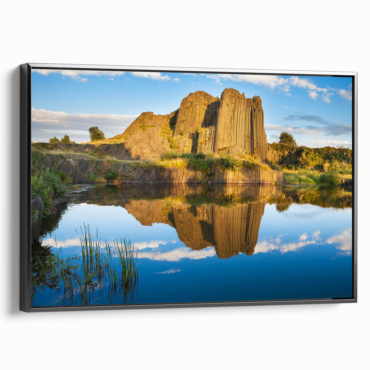 Black and white framed canvas of a Czech Republic landscape, ideal for bedroom wall art.