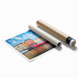 Extra large rolled print of a Danish landscape with soft floral elements, ideal for classy bathroom wall art.