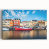 Black and white photograph of a European cityscape on a stretched canvas, ideal for kitchen wall art.