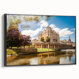 Black and white framed canvas of a vintage Bath, England landscape, ideal for bedroom wall decor.