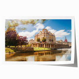 Rolled print of Bath, England scenery with floral accents in soft pastel colors, ideal for art wall dining room.