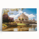 Black and white stretched canvas of Bath, England scenery, ideal for kitchen wall art.