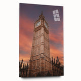 Acrylic print of Big Ben in muted gray tones, ideal for bedroom or dining room art.