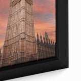 Extra large framed canvas depicting a textured scene of Big Ben in black with colorful accents, ideal for living room decor.