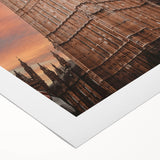 Art deco poster of Big Ben with soft gray and blue tones on rolled canvas, suitable for dining room wall art.