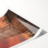 Extra large wall art of Big Ben with line art flowers in muted colors, ideal for large living room decor.