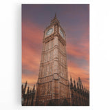 Black and white stretched canvas of Big Ben, ideal for kitchen wall art or bedroom ambiance.